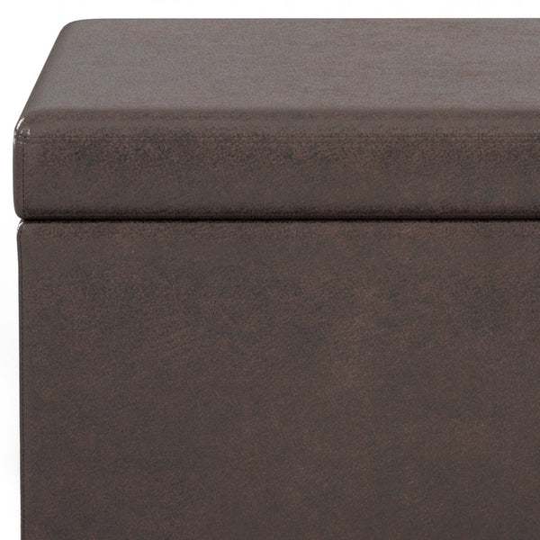 English Elm Avalon Extra Large Storage Ottoman Bench - Stylish Dark Brown Faux Leather With Hidden Storage Solutions B136P158655