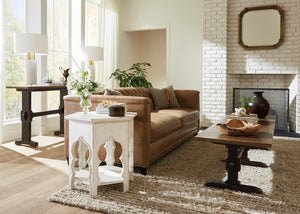 Hooker Furniture Americana Parquet Trestle Console Table — Honey Oak Top, Molasses Base, Distressed Antique Charm, 16" Depth 7050-80151-89