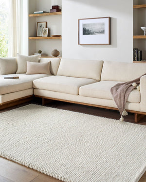 Livabliss Hazar Handwoven Wool Accent Rug Bohemian Global Artisan Motifs for Entryway or Nook Ivory, Cream 9' x 12' HZA2300-912