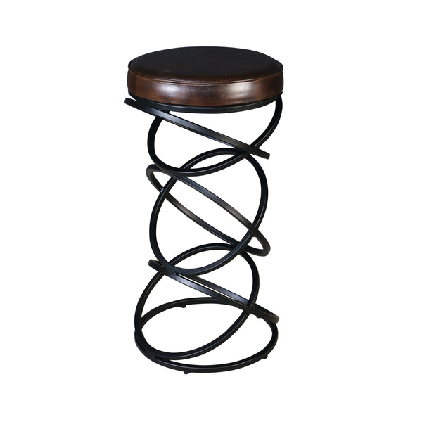 Porter Designs Polaris Leather Bar Stool - Modern Comfort With Striking Design For Contemporary Spaces Brown Leather 02-218-10-6796