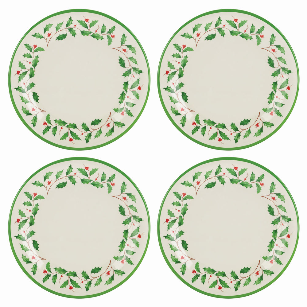 Lenox Holiday 4-Piece Melamine Dinner Plate Set Red & Green, IVORY MELAMINE 863669