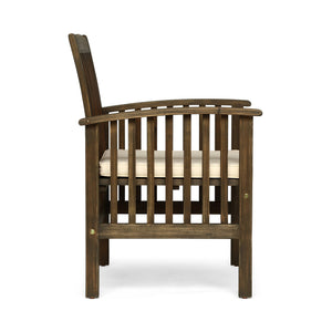 English Elm Christopher Knight Home® - CASA Acacia Dining Chair Set with Water-Resistant Cushions, Durable Solid Wood Patio Seating, Stylish Slat Design Grey+Cream 61720.00GCRM