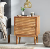 Christopher Knight Home® - Noble House - Eakins Handcrafted Boho Acacia Wood Nightstand, Natural