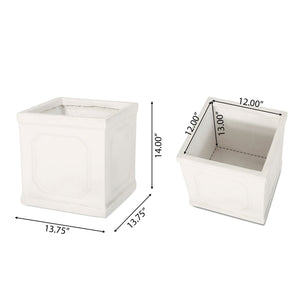 English Elm Mgo Faux Stone Outdoor Planter Lightweight Concrete Look Patio Garden Decor 63417.00WHI