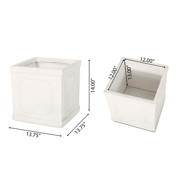 English Elm Mgo Faux Stone Outdoor Planter Lightweight Concrete Look Patio Garden Decor 63417.00WHI