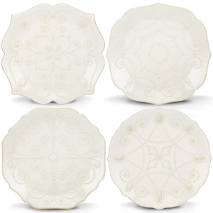 Lenox French Perle White 4-Piece Assorted Dessert Plate Set White, WHITE STONEWARE 829072