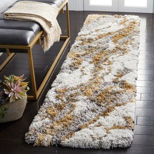 Safavieh Horizon Shag 890 Power Loomed Shag Rug Grey / Gold 9' x 9' Square