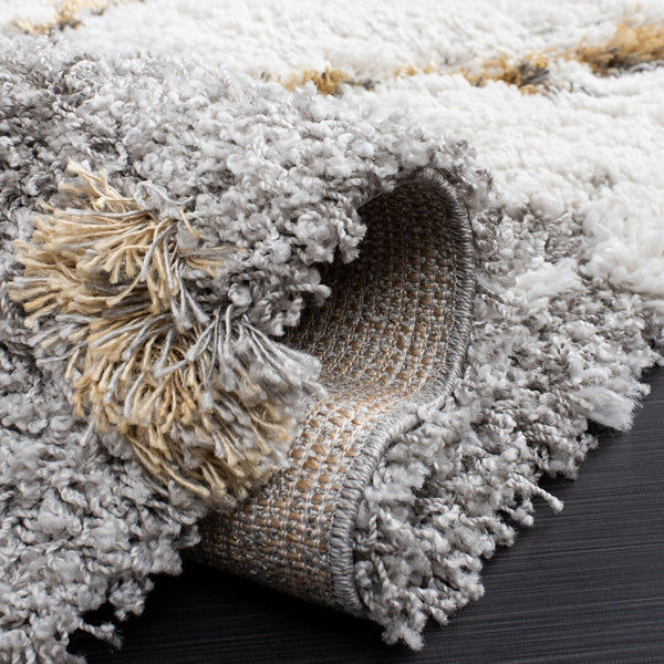 Safavieh Horizon Shag 890 Power Loomed Shag Rug Grey / Gold 9' x 9' Square
