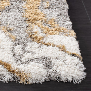 Safavieh Horizon Shag 890 Power Loomed Shag Rug Grey / Gold 9' x 9' Square