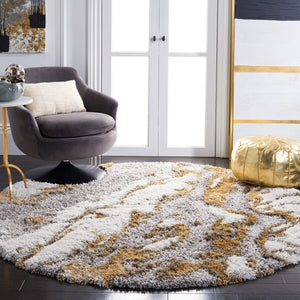 Safavieh Horizon Shag 890 Power Loomed Shag Rug Grey / Gold 9' x 9' Square