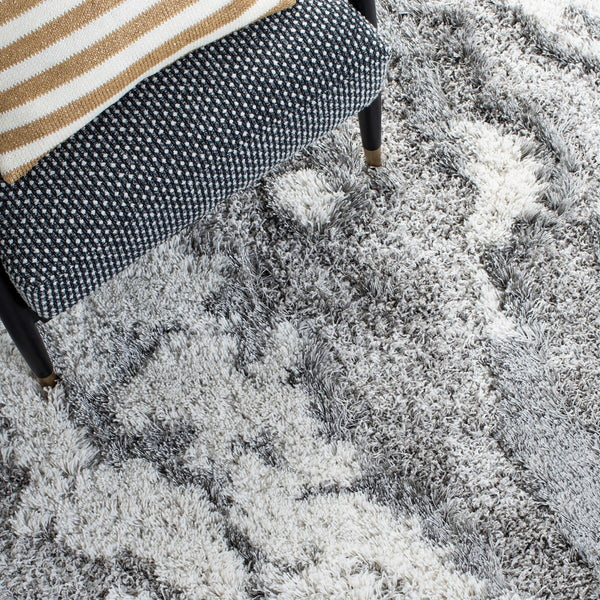 Safavieh Horizon Shag 890 Power Loomed Shag Rug IIX Grey / Ivory HZN890F-10SQ