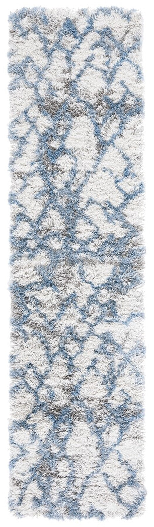 Safavieh Horizon Shag 894 Power Loomed Shag Rug Ivory / Blue 8' x 8' Square