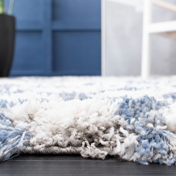 Safavieh Horizon Shag 894 Power Loomed Shag Rug Ivory / Blue 8' x 8' Square