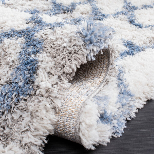 Safavieh Horizon Shag 894 Power Loomed Shag Rug Ivory / Blue 8' x 8' Square