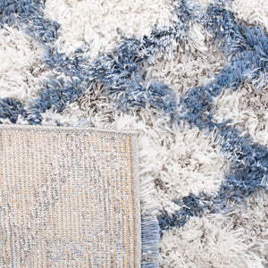 Safavieh Horizon Shag 894 Power Loomed Shag Rug Ivory / Blue 8' x 8' Square