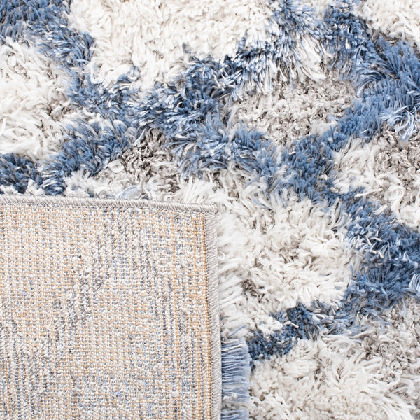 Safavieh Horizon Shag 894 Power Loomed Shag Rug Ivory / Blue 8' x 8' Square