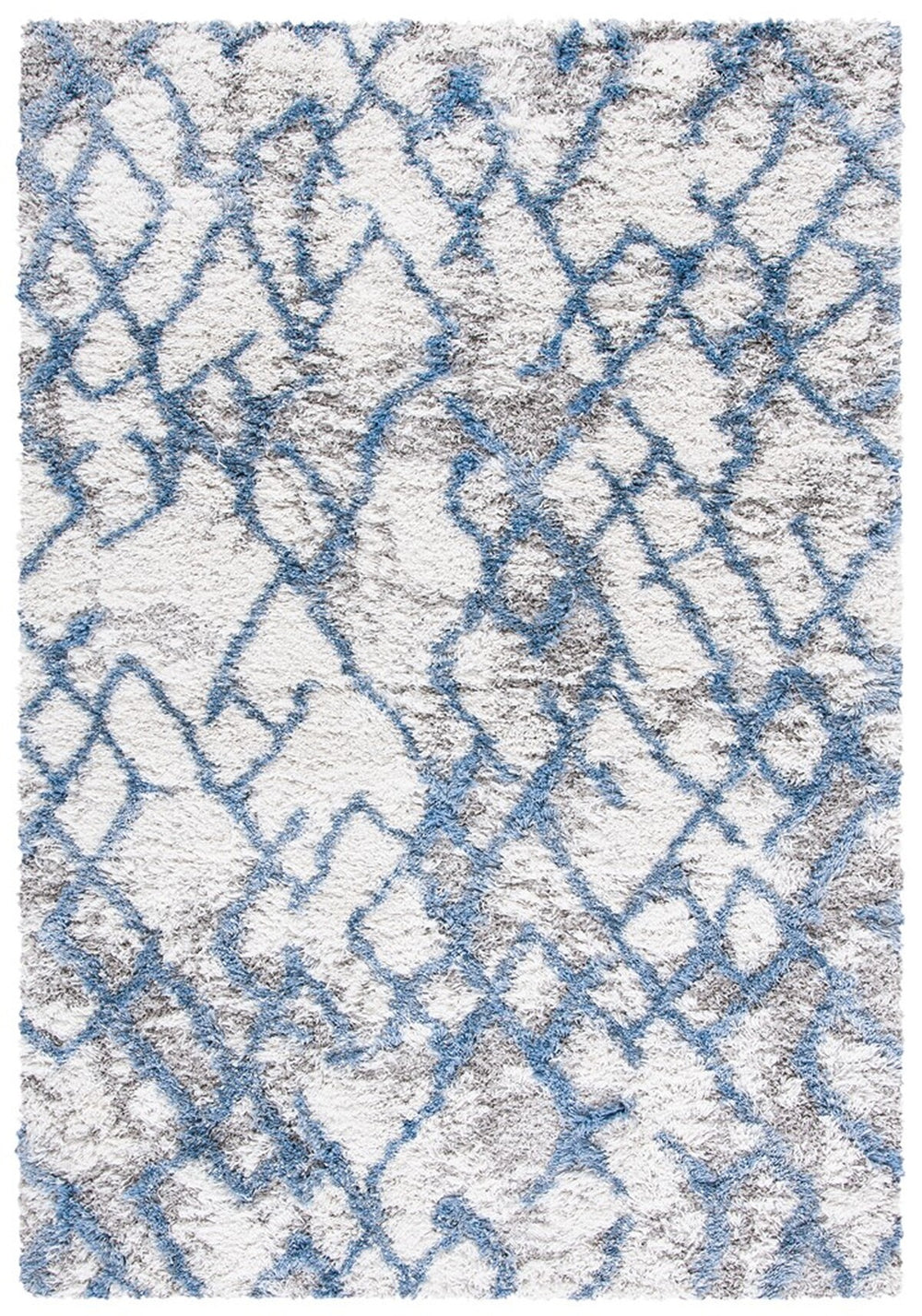 Safavieh Horizon Shag 894 Power Loomed Shag Rug Ivory / Blue 8' x 8' Square