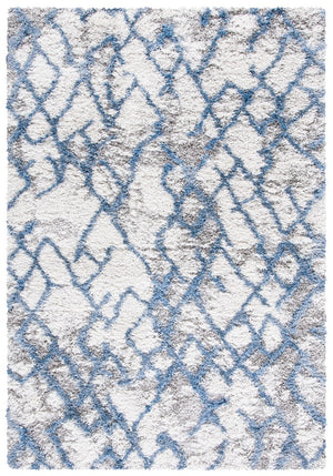 Safavieh Horizon Shag 894 Power Loomed Shag Rug Ivory / Blue 8' x 8' Square
