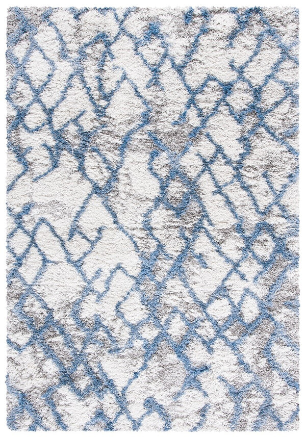 Safavieh Horizon Shag 894 Power Loomed Shag Rug Ivory / Blue 8' x 8' Square