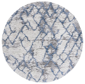 Safavieh Horizon Shag 894 Power Loomed Shag Rug Ivory / Blue 8' x 8' Square