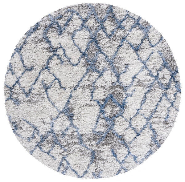 Safavieh Horizon Shag 894 Power Loomed Shag Rug Ivory / Blue 8' x 8' Square