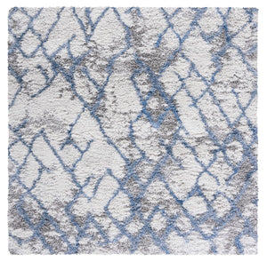 Safavieh Horizon Shag 894 Power Loomed Shag Rug Ivory / Blue 8' x 8' Square