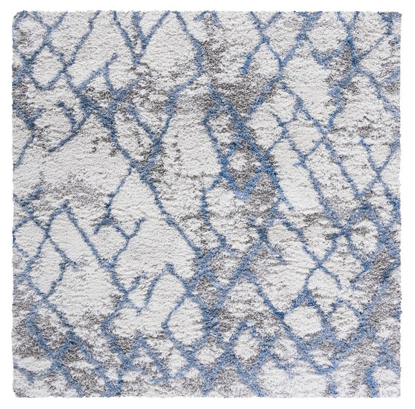 Safavieh Horizon Shag 894 Power Loomed Shag Rug Ivory / Blue 8' x 8' Square