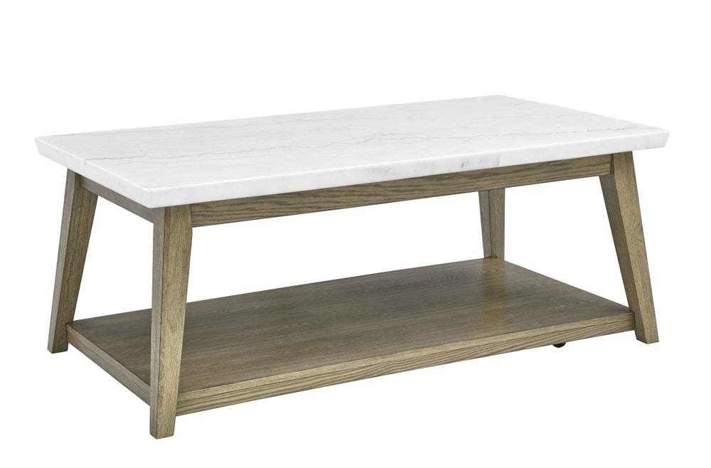 English Elm Steve Silver - Vida 3-Piece Occasional Table Set with White Marble Veneer Tops, Wood Frame, Casters, Brown Finish B081S00366