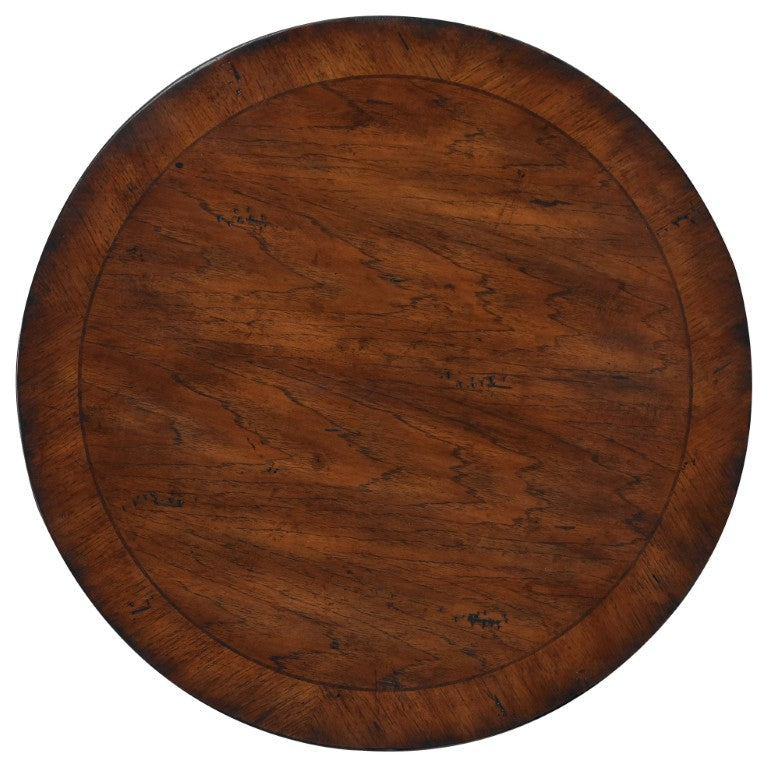 Hooker Furniture Round Pedestal Accent Table — Distressed Walnut 18Th-Century Pie Top, Sculpted Fluted Base For Small Spaces 500-50-828