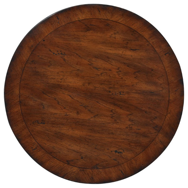 Hooker Furniture Round Pedestal Accent Table — Distressed Walnut 18Th-Century Pie Top, Sculpted Fluted Base For Small Spaces 500-50-828