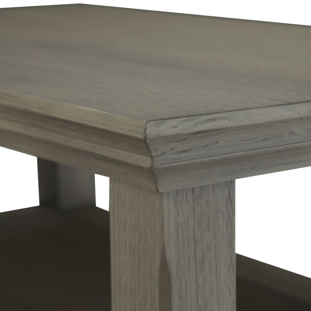 English Elm Acadian Solid Wood Narrow Side Table – Farmhouse Grey With Open Shelves For Stylish Storage Solutions B136P159694