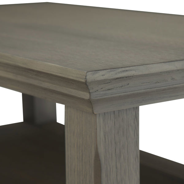English Elm Acadian Solid Wood Narrow Side Table – Farmhouse Grey With Open Shelves For Stylish Storage Solutions B136P159694