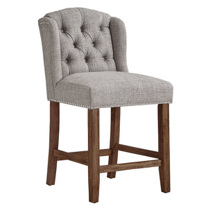 Homelegance By Top-Line Morrigan Tufted Linen Wingback Stools (Set of 2) Brown Rubberwood