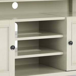 English Elm Amherst 54-Inch Solid Wood Tv Media Stand In Antique White – Elegant Storage & Timeless Design B136P158373