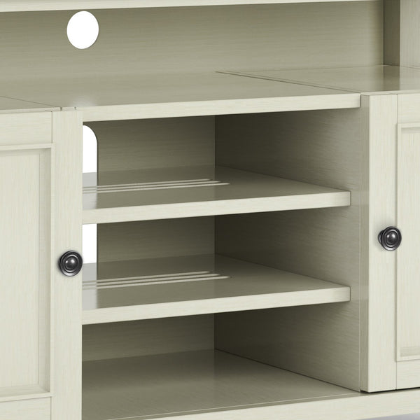 English Elm Amherst 54-Inch Solid Wood Tv Media Stand In Antique White – Elegant Storage & Timeless Design B136P158373