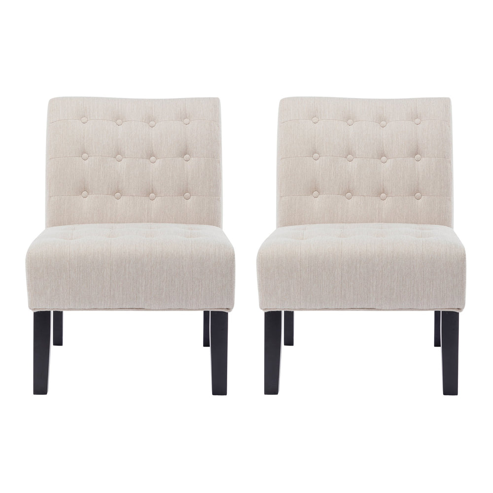 English Elm Accent Slipper Chairs Set of Two Button Tufted Plush Upholstered Living Room Pair 70752.00BGE