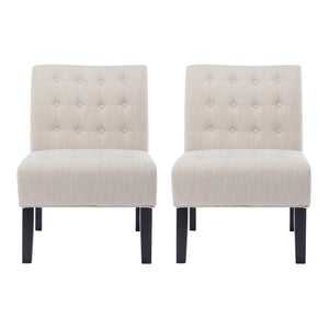 English Elm Accent Slipper Chairs Set of Two Button Tufted Plush Upholstered Living Room Pair 70752.00BGE