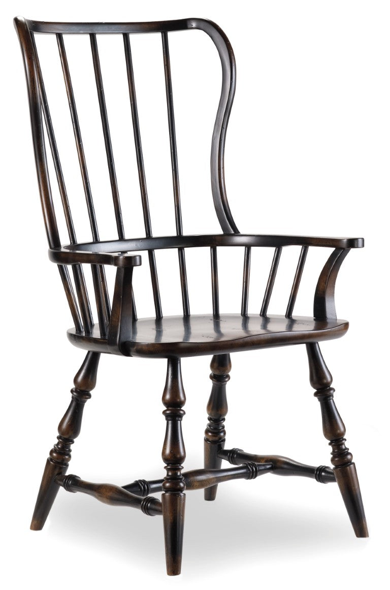 Hooker Furniture Sanctuary Ebony Spindle Arm Chair — Hand‑Finished Farmhouse Accent Seat With Distressed Character 3005-75300