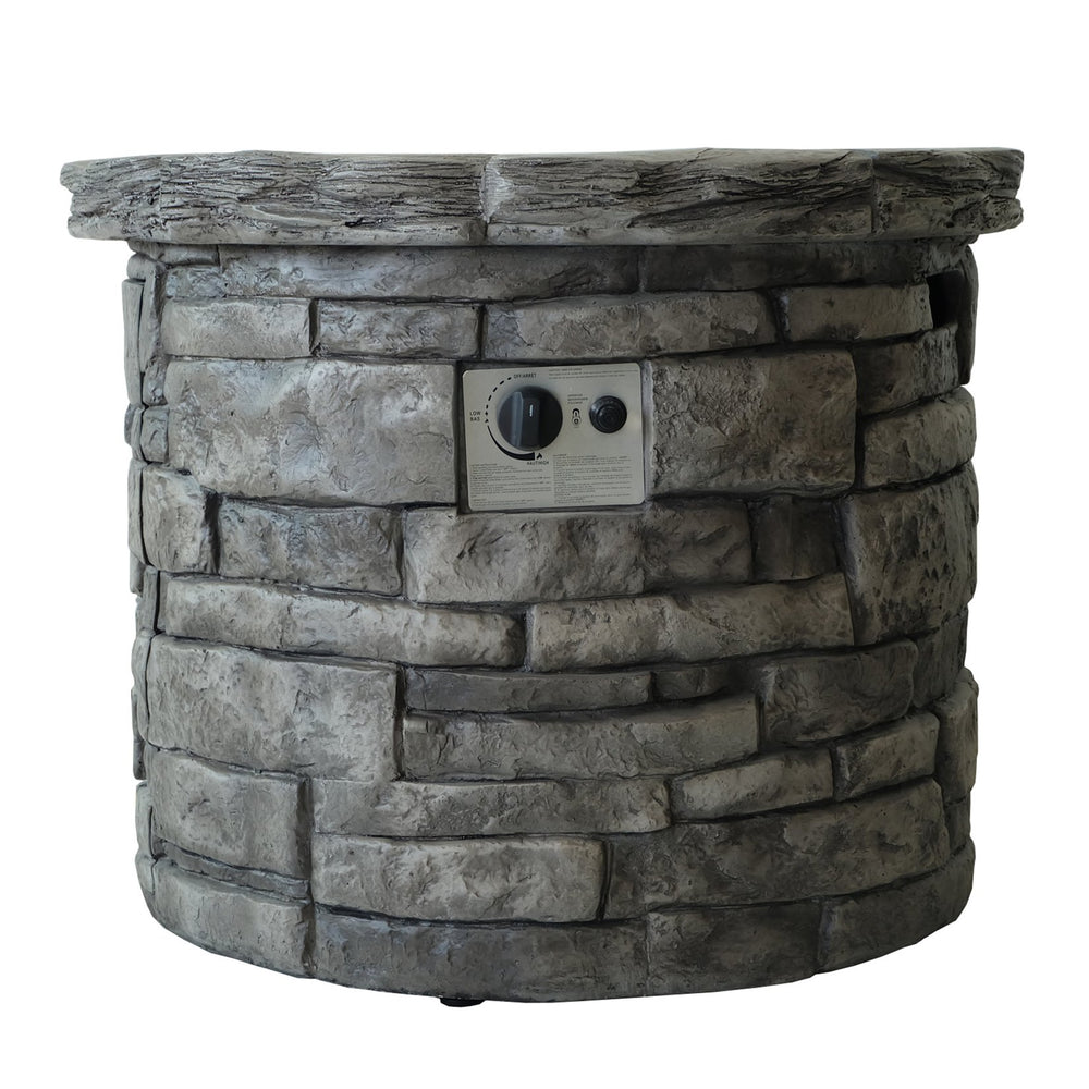 English Elm 30" Round Mgo Gas Fire Pit 40000 Btu Outdoor Patio Sculptural Matte Gray Finish 61099.00-40K