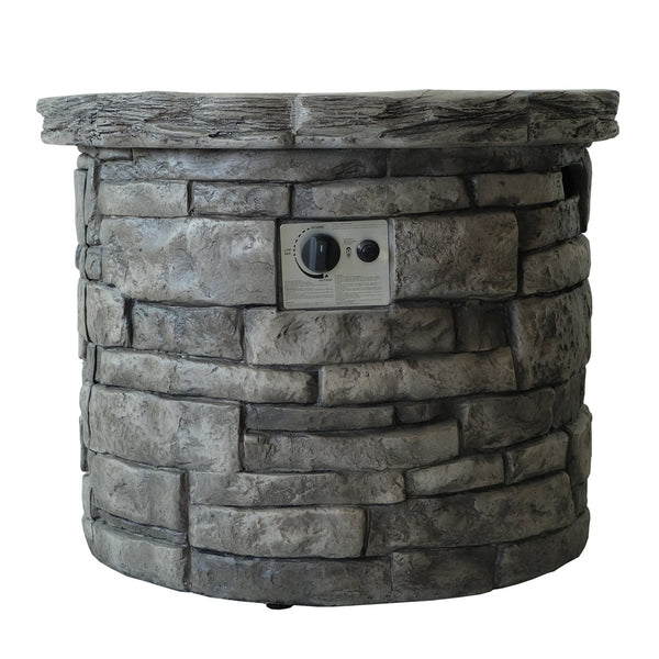 English Elm 30" Round Mgo Gas Fire Pit 40000 Btu Outdoor Patio Sculptural Matte Gray Finish 61099.00-40K