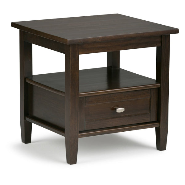English Elm Warm Solid Wood 20-Inch Wide Transitional End Table In Tobacco Brown With Storage & Style B136P159707-GIGA
