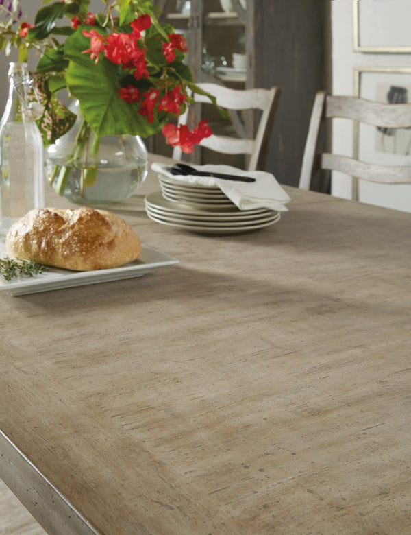 Hooker Furniture Alfresco Vittorio European Farmhouse 80" Rect Dining Table Light Tusk W/ 2X22" Leaves, X-Trestle Stability 6025-75200-80