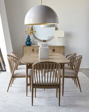 A.R.T. Furniture Finn Rectangular Dining Table – Mid-century Modern Design With Extendable Leaves & Antique Gold Accents Light Brown Parawood Solids,Elm Veneer,Metal 313220-2803