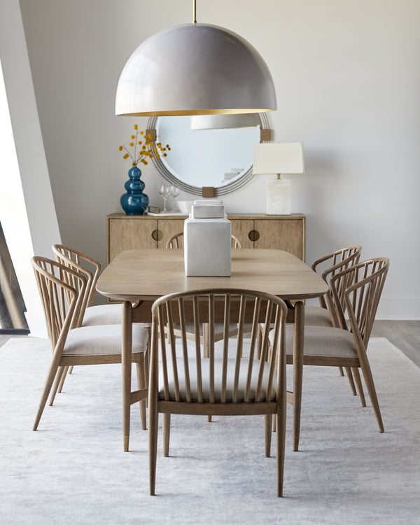 A.R.T. Furniture Finn Rectangular Dining Table – Mid-century Modern Design With Extendable Leaves & Antique Gold Accents Light Brown Parawood Solids,Elm Veneer,Metal 313220-2803