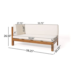 English Elm Brava Acacia Hardwood Outdoor Sectional Set with Cross-back Design and Weather-resistant Frame 57967-8BEI-64489BGE-64496.00