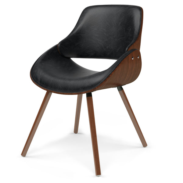 English Elm Malden Bentwood Dining Chair - Distressed Black Vegan Leather, Mid-Century Modern Comfort & Style B136P158902