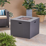 Christopher Knight Home® Noble House Outdoor Patio 24.5" H X 31.25" W Square Gas Burning Concrete Fire Pit  - 40, 000 Btu, Dark Grey