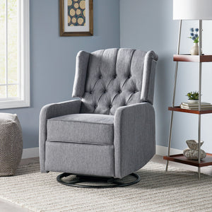 English Elm Christopher Knight Home® - Classic Linen Recliner Chair with 360° Swivel and Manual Recline, Durable Frame, Cozy Upholstery Charcoal 66842.00CHAR