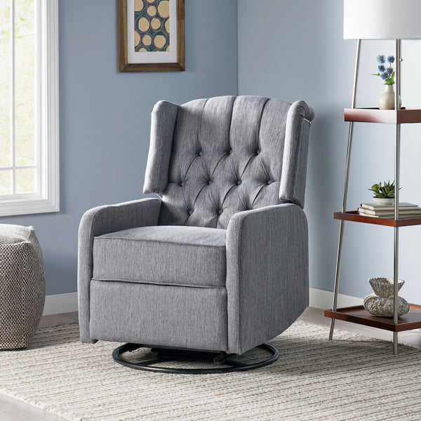 English Elm Christopher Knight Home® - Classic Linen Recliner Chair with 360° Swivel and Manual Recline, Durable Frame, Cozy Upholstery Charcoal 66842.00CHAR