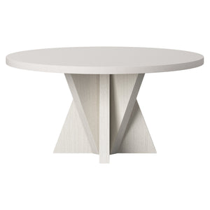 Bernhardt Bernhardt Stratum Sculptural Round Dining Table With Fossil Faux Stone Top & Origami Wood Base, Mist Finish K1892